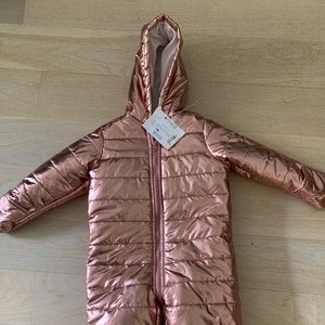 NWT Rose gold bunting, puffy coat for toddler girl